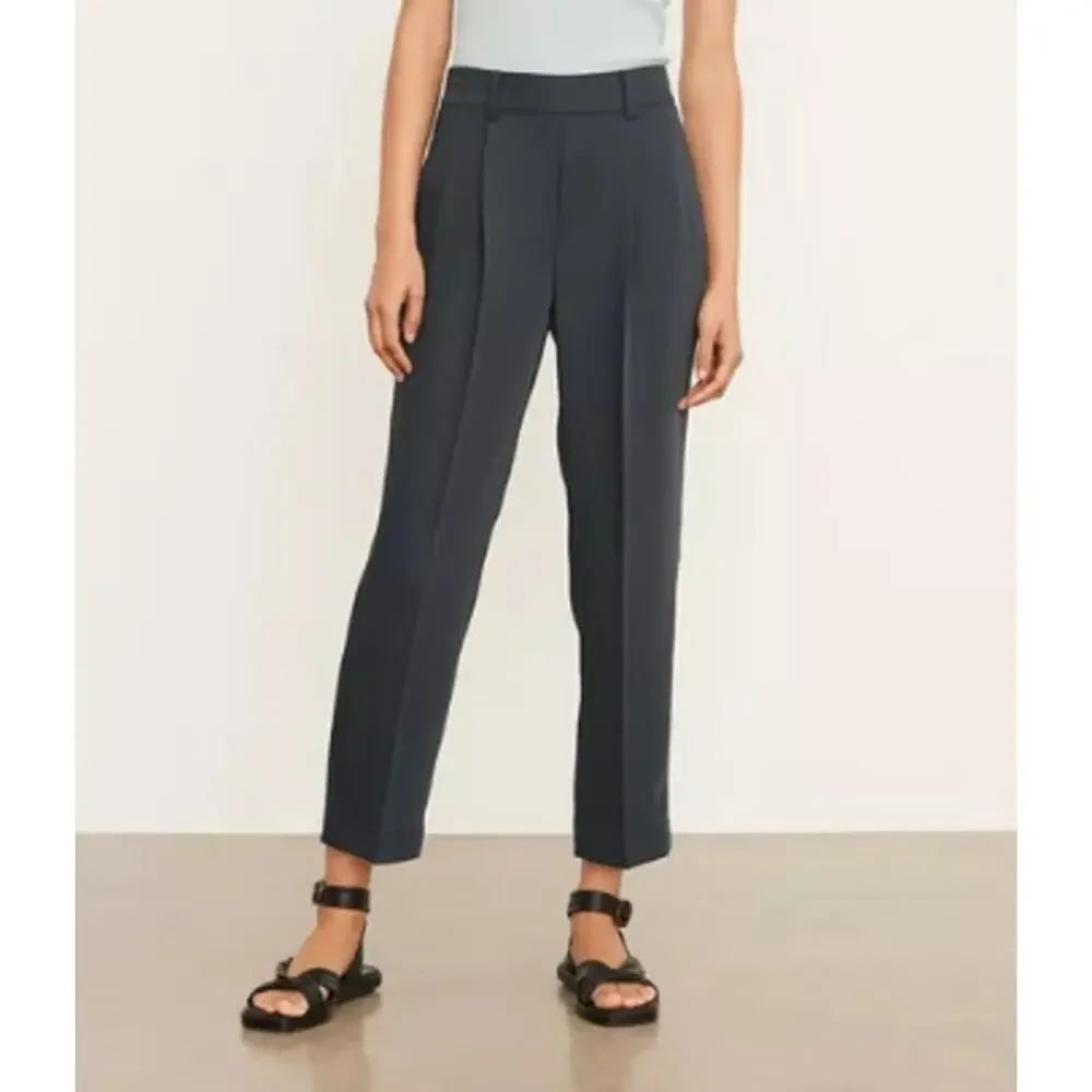 VINCE Mid-Rise Tapered Pull-On Pants Ankle Straight Wide Leg Trouser, Black - Picture 14 of 15